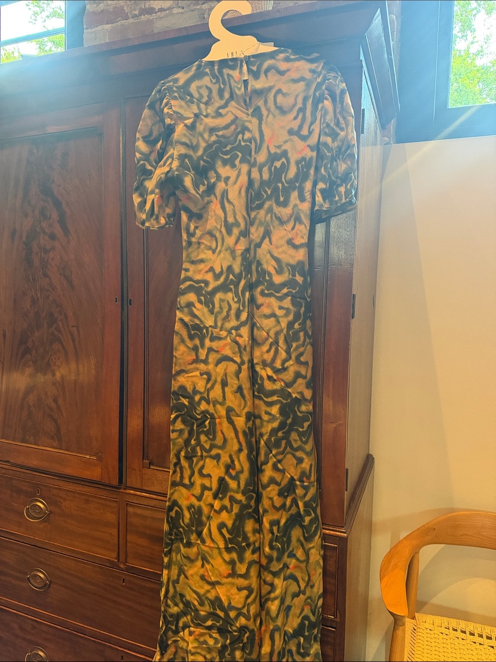 Ulla Johnson Olive, Navy and Mustard Abstract Silk Maxi Dress - Picture 4 of 4